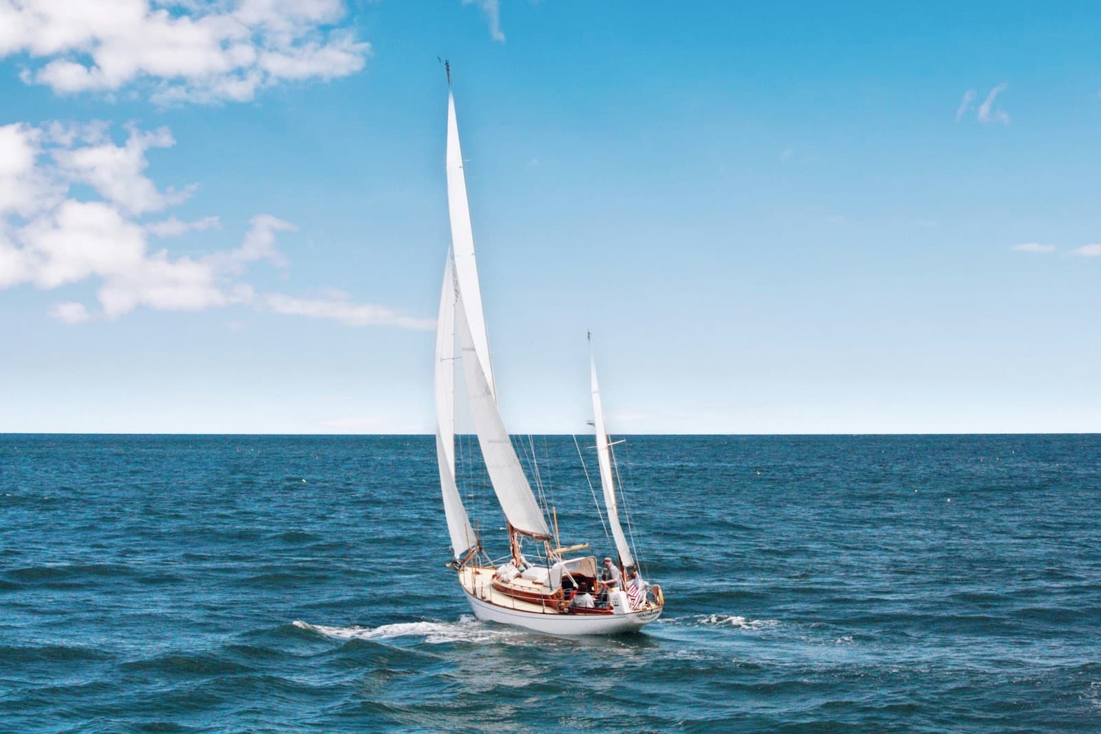 A vessel at sea after a maritime decision is taken